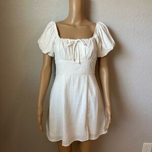Trixxi White Puff Sleeve Mini Dress